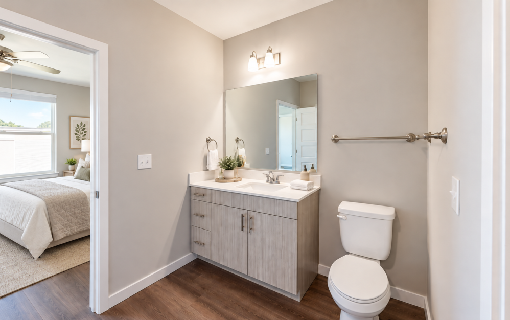2A.2 - 2 bedroom floorplan layout with 2 bathrooms and 1088 square feet (Spa-Inspired Bathroom)