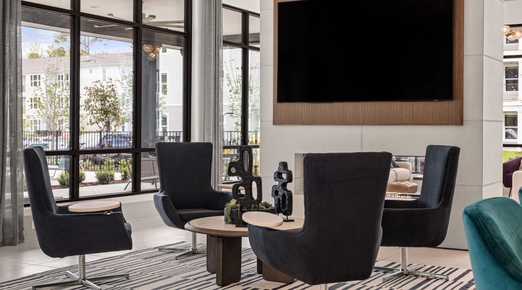 Cozy common space area with plush seating