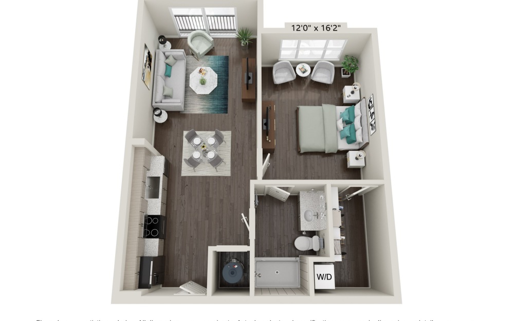 1B - 1 bedroom floorplan layout with 1 bathroom and 775 square feet